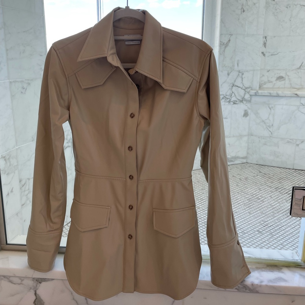 Deveaux cream vegan leather shirt XS